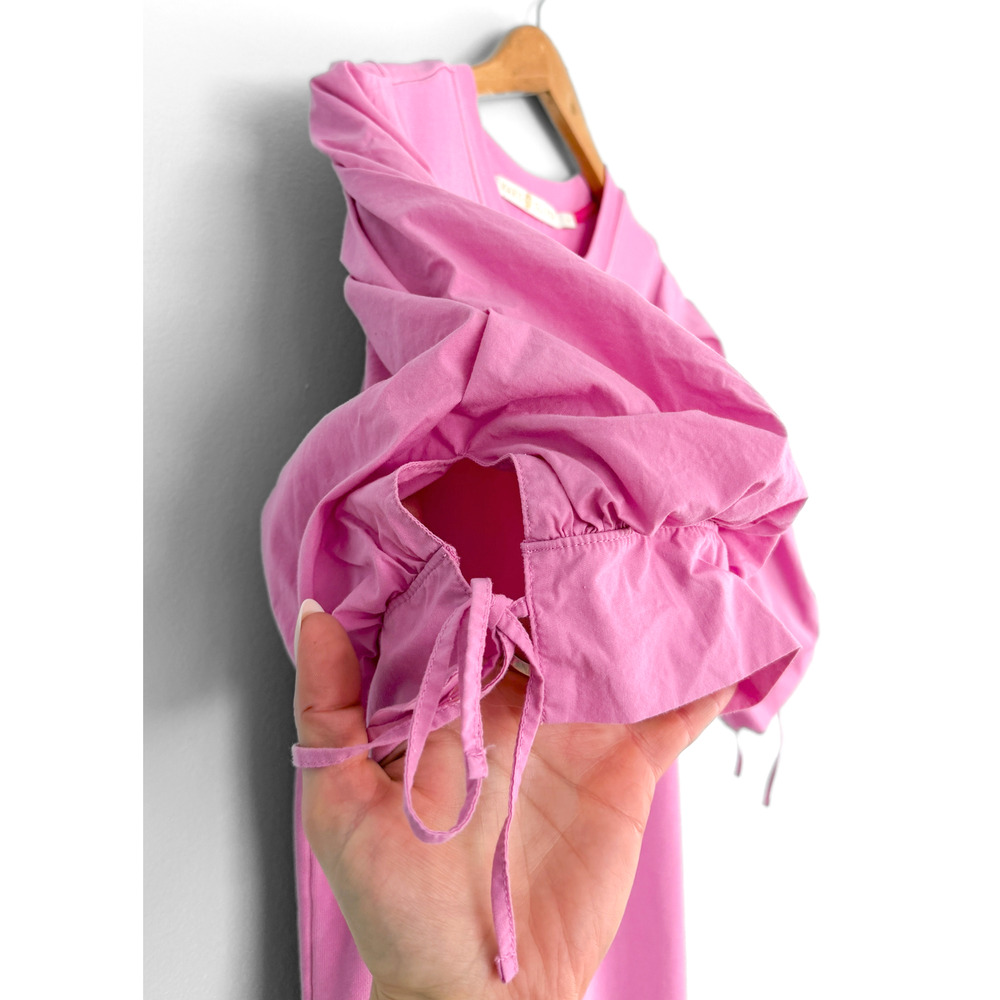 Marie Oliver Petal Pink Shane Dress French Terry Cotton Poplin Puff Sleeve Mini - Picture 6 of 11